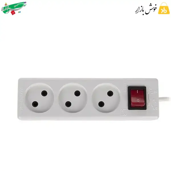 سه راهی برق کلید دار تیراژه با سیم 1.8 متر مدل T103