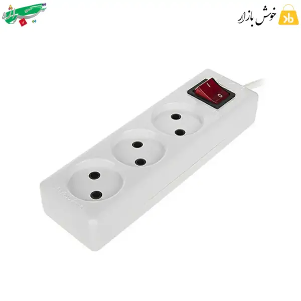 سه راهی برق کلید دار تیراژه با سیم 1.8 متر مدل T103