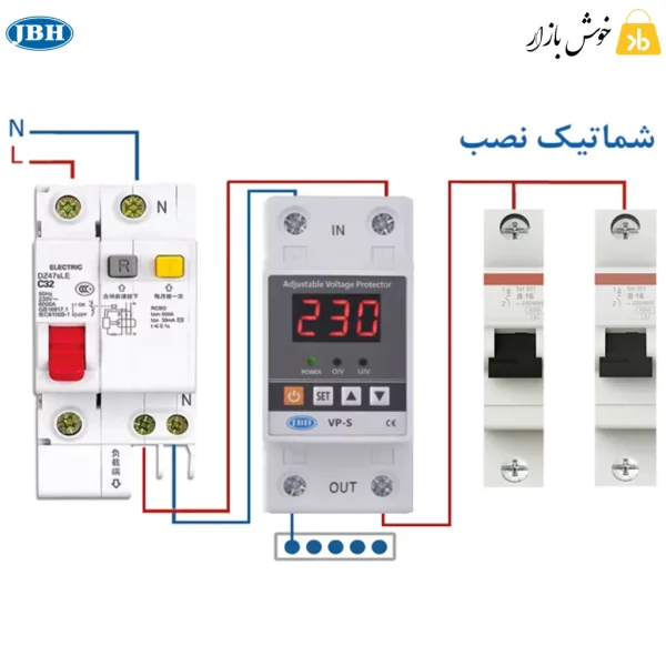 محافظ ولتاژ تک فاز جی بی اچ 63 آمپر