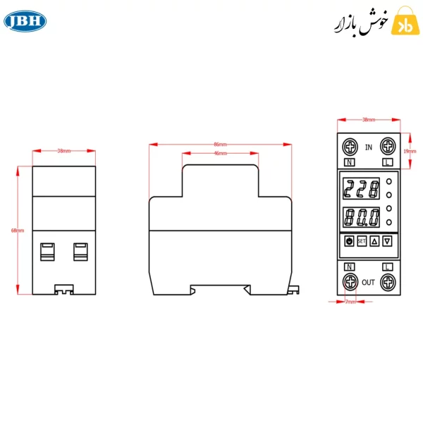 اندازه محافظ ولتاژ جریان تک فاز jbh 80 آمپر