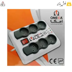 محافظ برق 6 خانه امگا مدل P6000، کابل 5 متری مناسب تلویزیون و کامپیوتر
