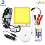 متعلقات چراغ سیار دیپ‌کینگ DK-08 شامل پایه مگنتی، ریموت، کابل فندکی و گیره باتری