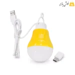 لامپ پاوربانکی زرد با کابل USB و مبدل OTG تایپ C