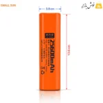 ابعاد باتری شارژی اسمال سان 3.7V با ارتفاع 13.6 و عرض 3.8 سانتی‌متر