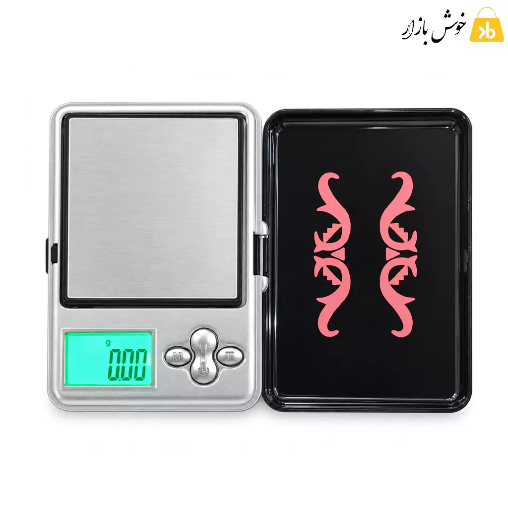 atp188-digital-pocket-scale-open-white-background ترازوی جیبی دیجیتال ATP188 با صفحه استیل و درپوش محافظ