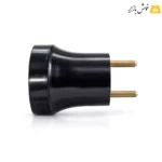 نمای جانبی سرپیچ فروغ E27 با بدنه باکالیت مشکی و دو پین گرد برنجی