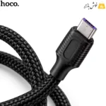 نمای نزدیک سوکت Micro USB کابل شارژ و دیتا هوکو مدل X70 با روکش بافته شده