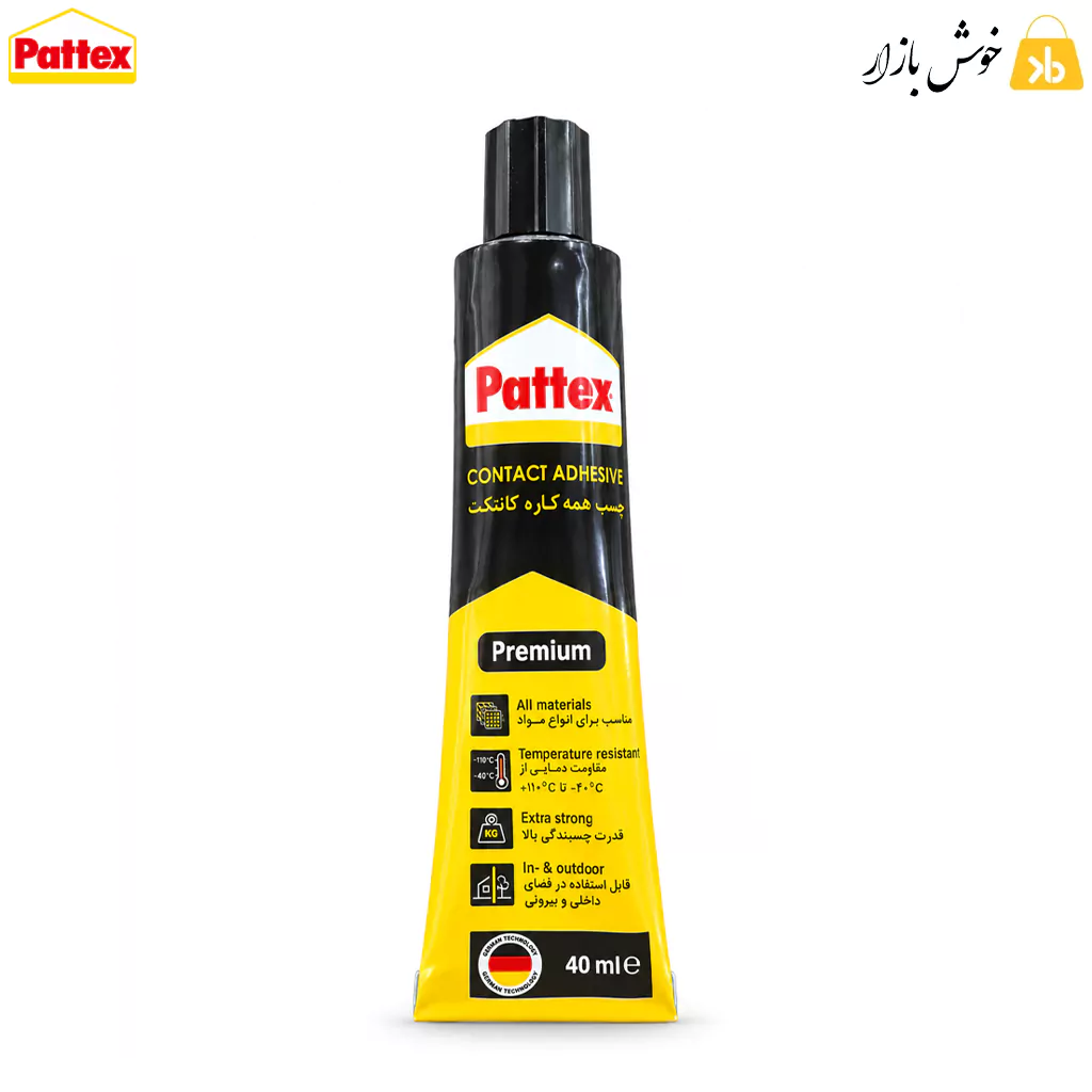 pattex-premium-contact-adhesive-40ml-tube-front نمای جلو چسب همه کاره کانتکت پاتکس Premium حجم 40 میلی لیتر