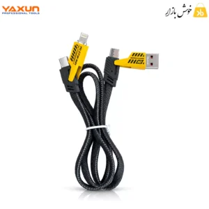 کابل شارژ 4 در 1 یاکسون مدل YX-895 با تبدیل‌های باز و سوکت‌های تایپ سی، USB و لایتنینگ