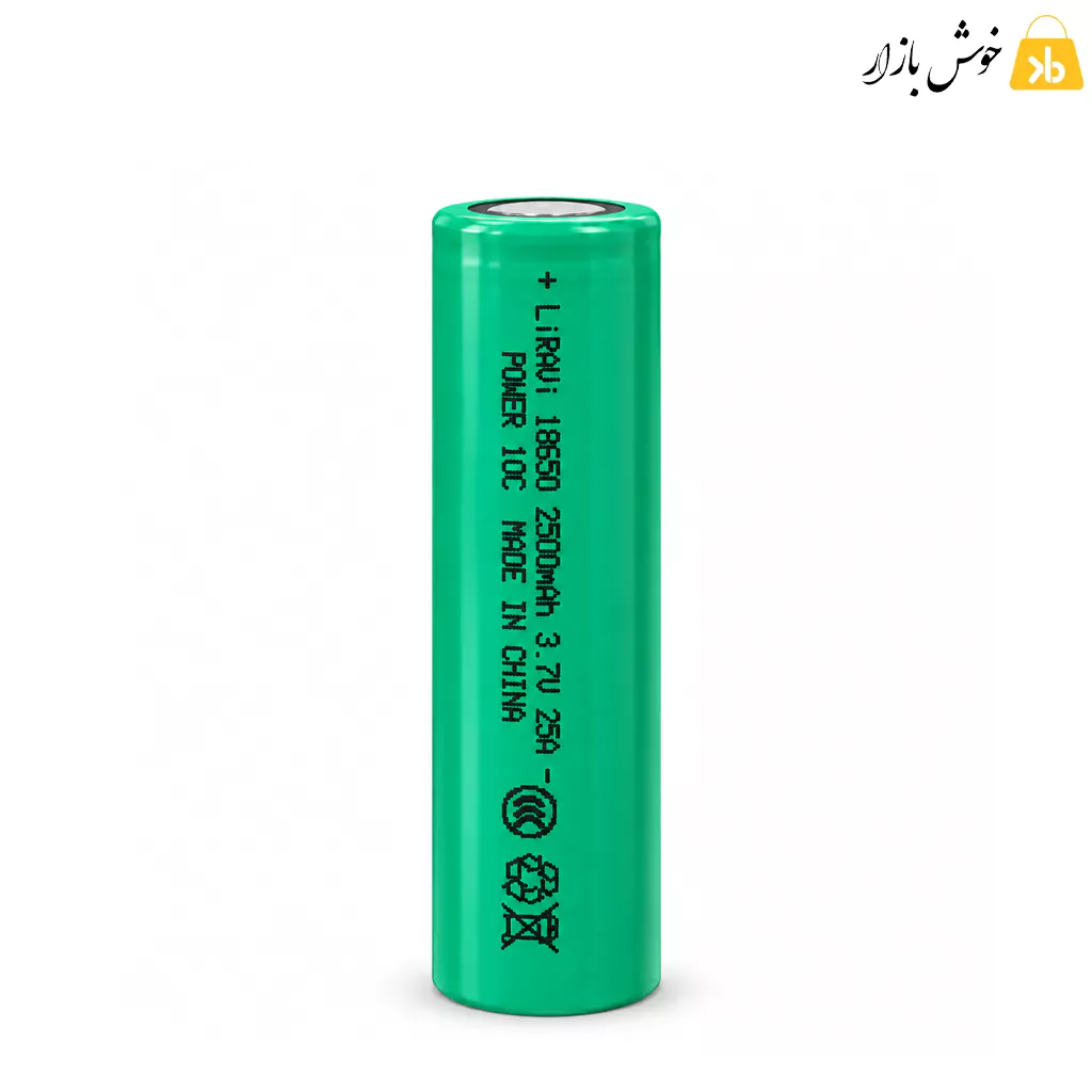 18650-10c-2500mah-flat-top-battery باتری سبز 18650 هایدرین 10C دو سر تخت با ظرفیت 2500 میلیآمپر ساعت