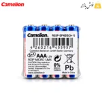 برچسب مشخصات و بارکد پک 4 عددی باتری نیمقلمی کملیون مدل R03P-SP4BS