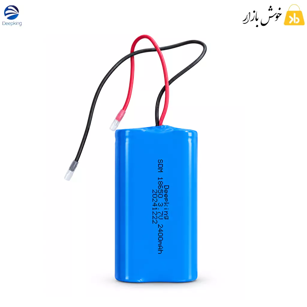 deepking-3-7v-2400mah-li-ion-battery-pack-front پک باتری شارژی دیپ کینگ 3.7 ولت 2400 میلیآمپر ساعت با دو سلول 18650