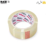 رول چسب شفاف رازی Alltape با مغزی مقوایی چاپ‌دار و نشانگر ابتدای نوار