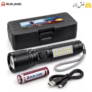 چراغ قوه شارژی زوم‌دار رویلانگ RL-S003 همراه باتری، کابل و جعبه حمل